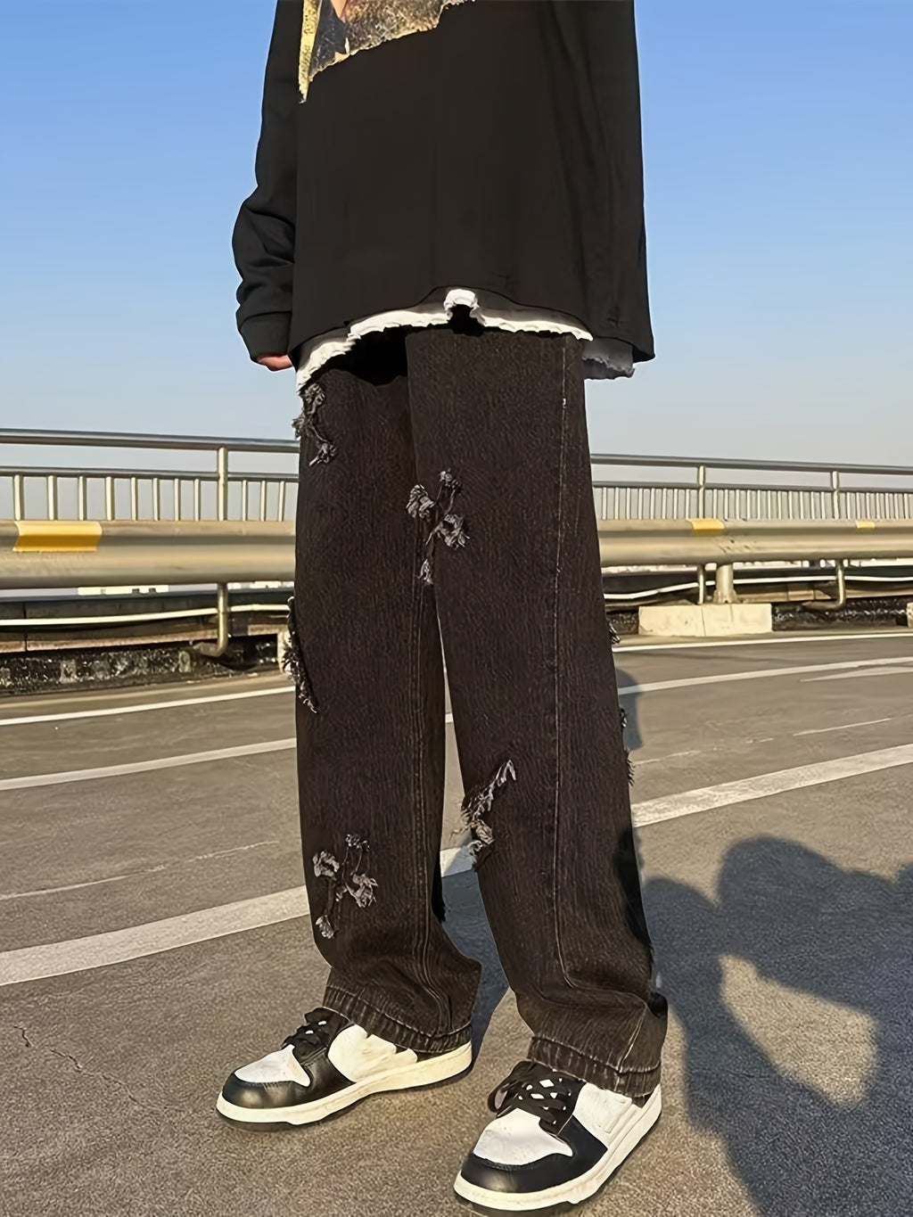 Cross and Bolt EmbroideredJeans