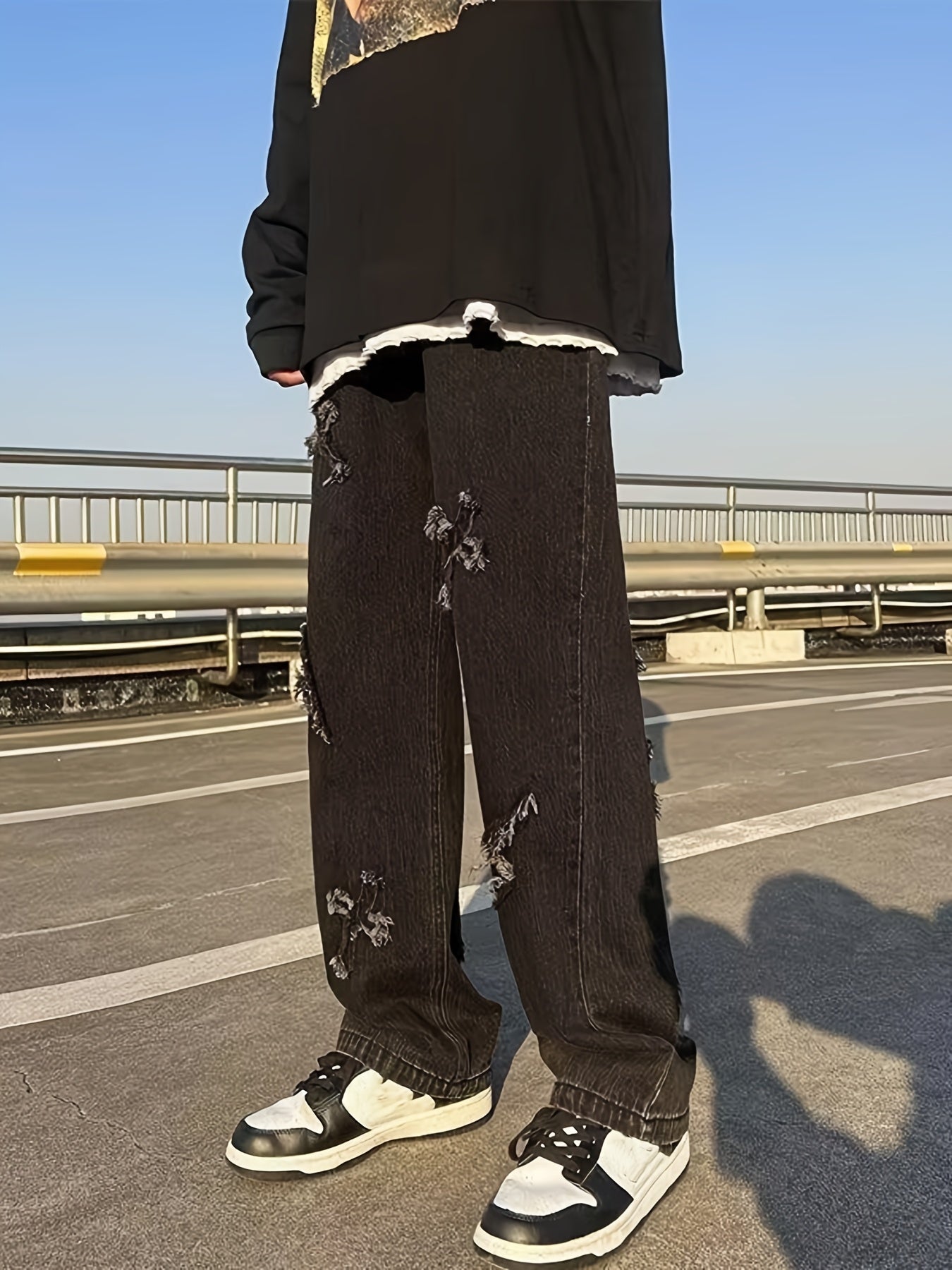 Cross and Bolt EmbroideredJeans