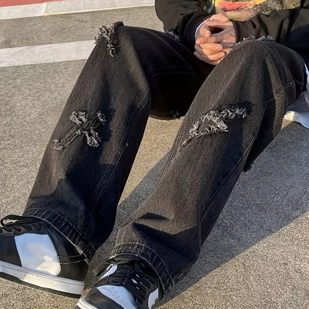 Cross and Bolt EmbroideredJeans