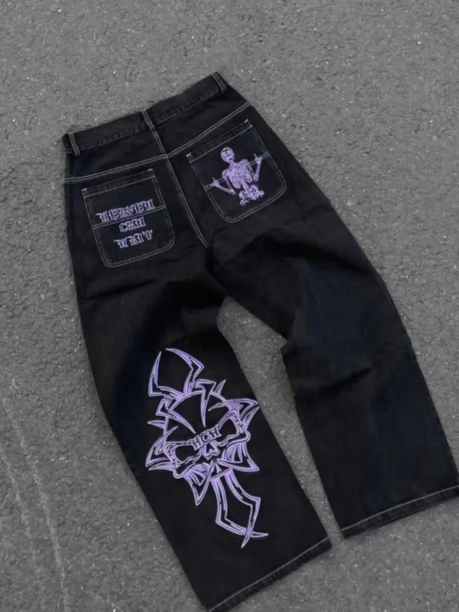 Y2K Embroidered Cultist Jeans