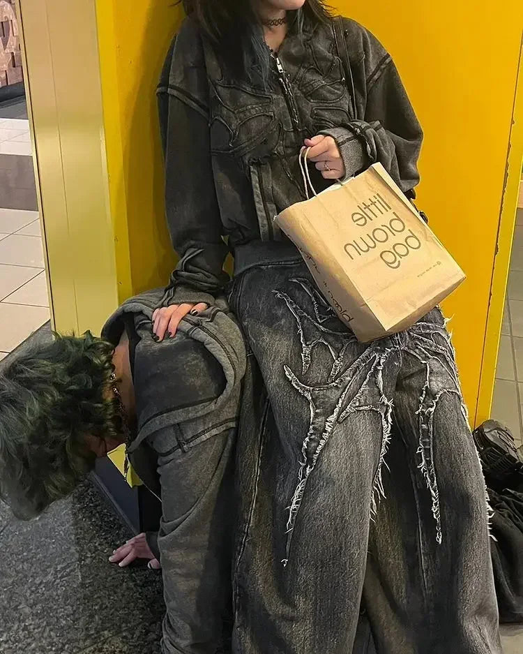 Y2K Vintage Spider Embroidered Jeans