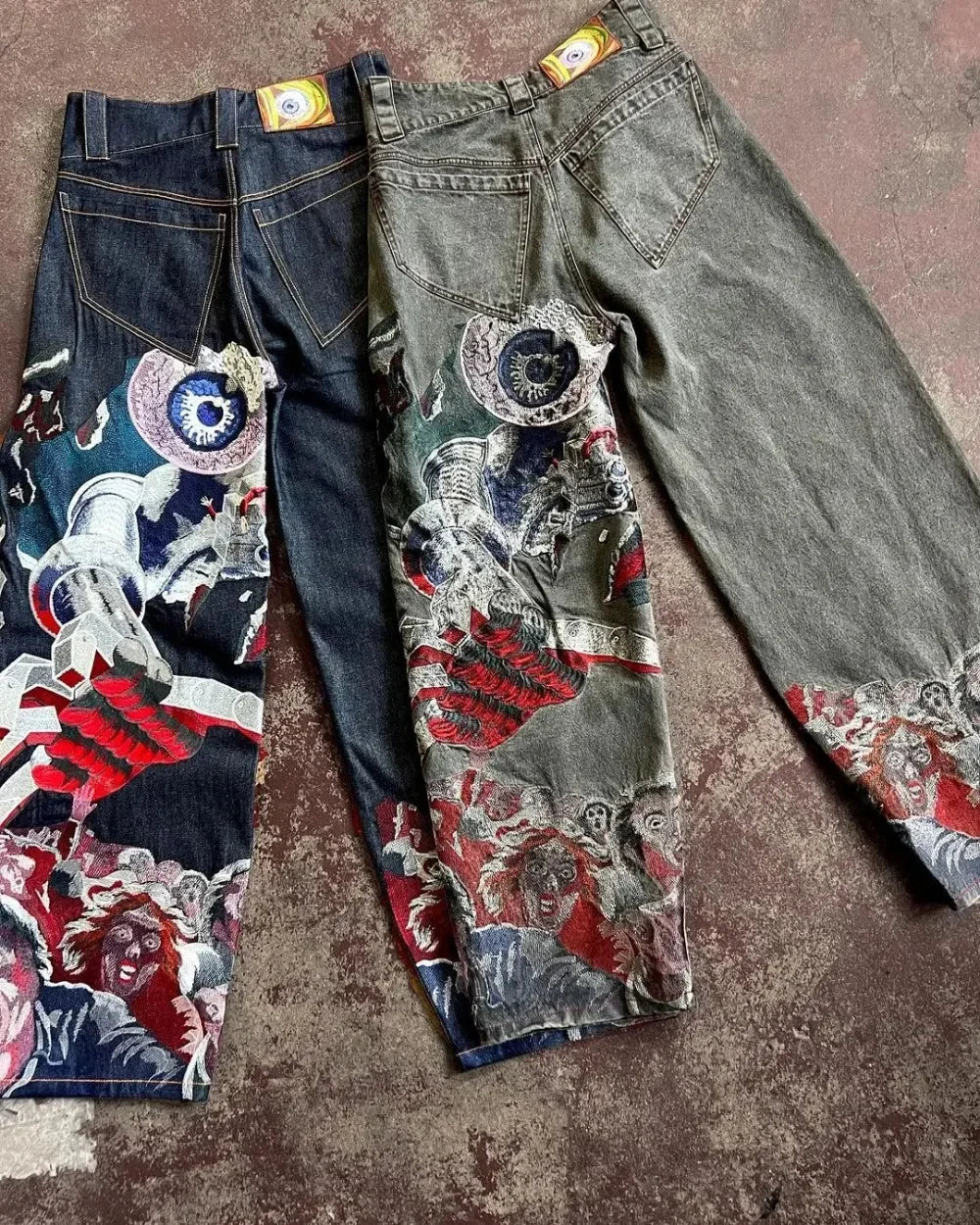 Y2K Embroidered Yokai Jeans