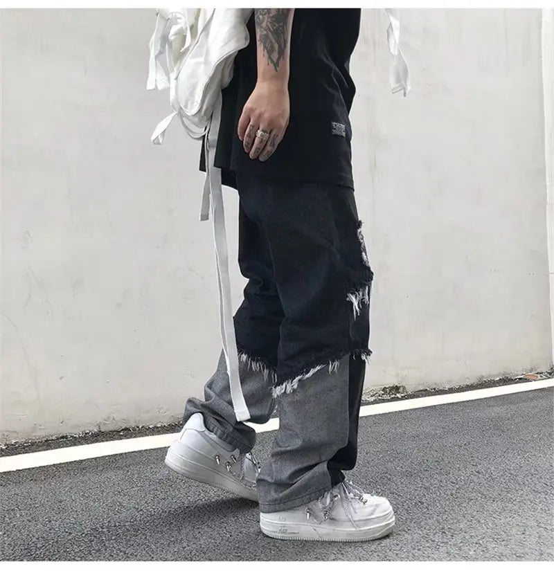 Y2K Patchwork Denim Cargo Jeans