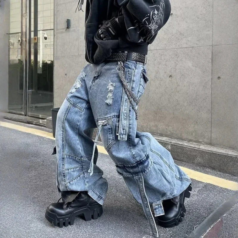 Baggy Blue Cargo Denim Jeans