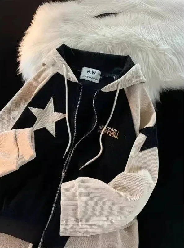 Y2K Zip-up Corduroy Hoodie