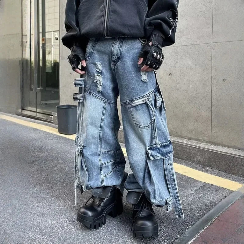 Baggy Blue Cargo Denim Jeans