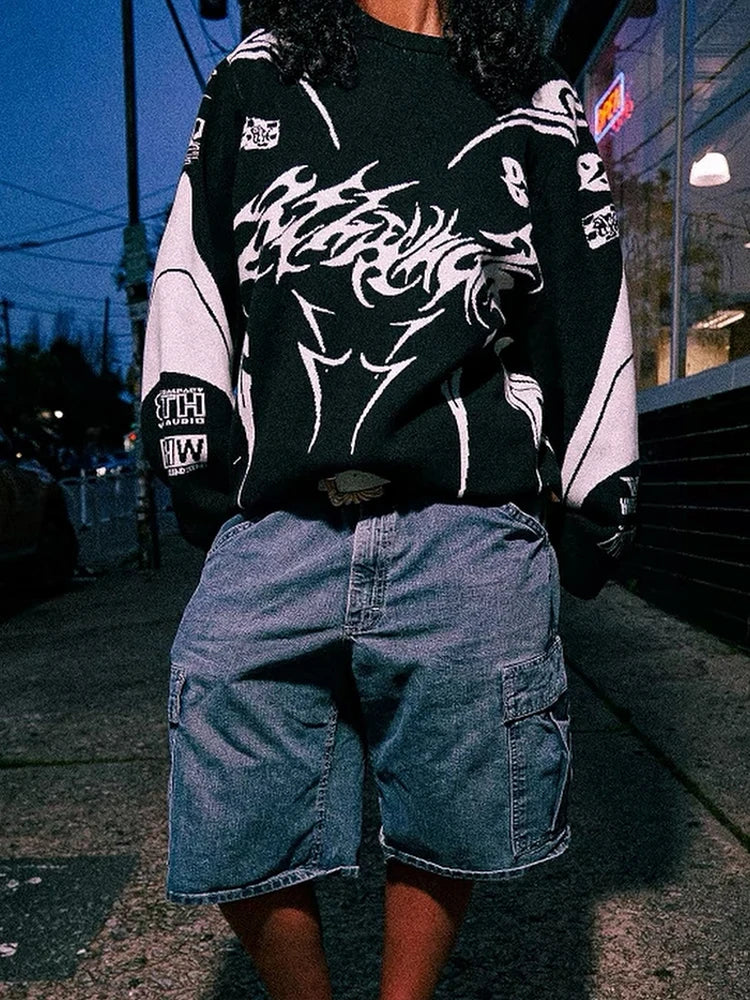 Y2K Tomo Gothic Knitted Sweatshirt