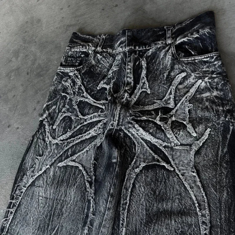 Y2K Vintage Spider Embroidered Jeans