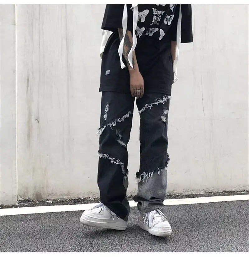 Y2K Patchwork Denim Cargo Jeans