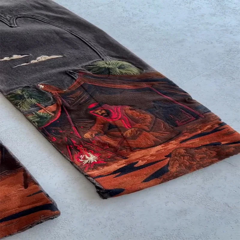 Y2K Embroidered Thoroughbred Denim Jeans