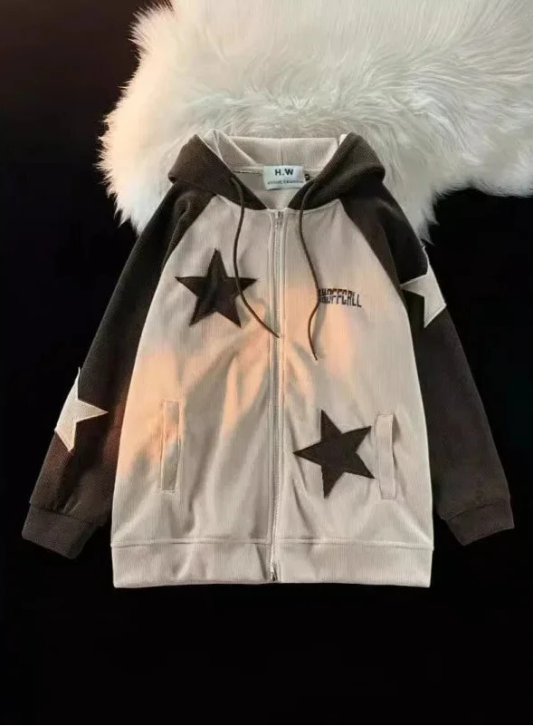 Y2K Zip-up Corduroy Hoodie