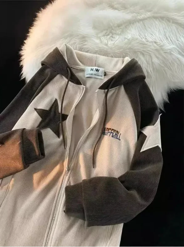 Y2K Zip-up Corduroy Hoodie