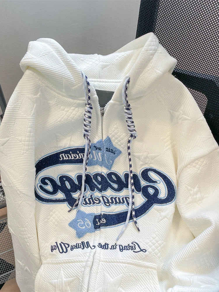 Y2K Zip-up Embroidered Hoodie