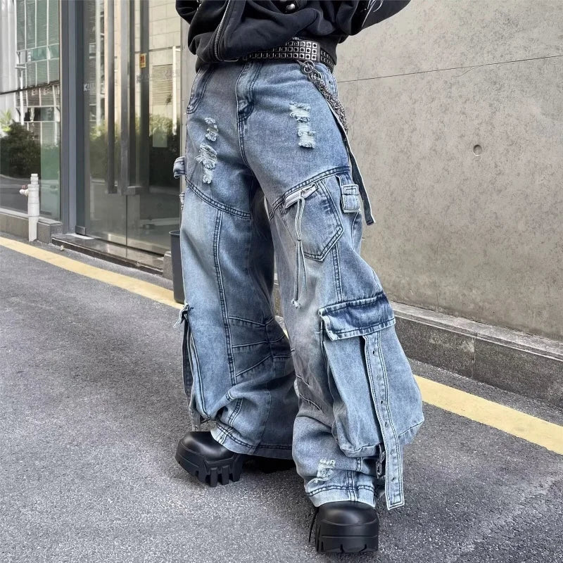 Baggy Blue Cargo Denim Jeans