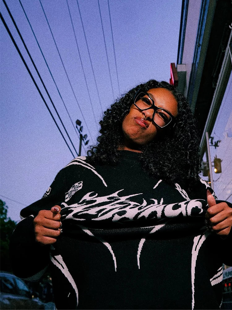 Y2K Tomo Gothic Knitted Sweatshirt