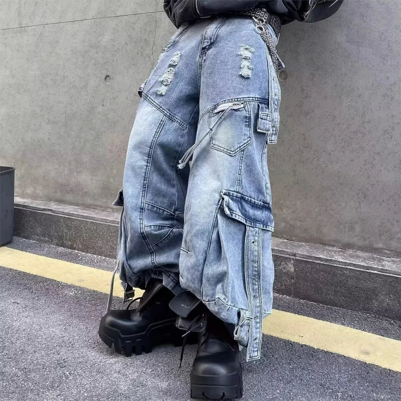 Baggy Blue Cargo Denim Jeans
