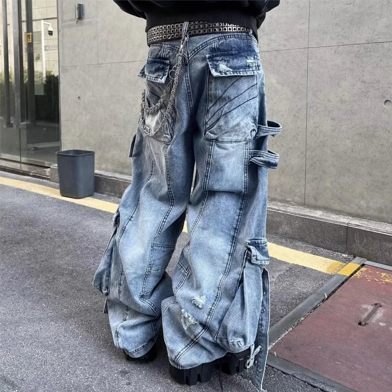 Baggy Blue Cargo Denim Jeans