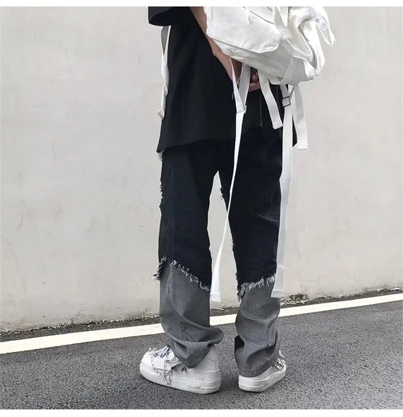 Y2K Patchwork Denim Cargo Jeans