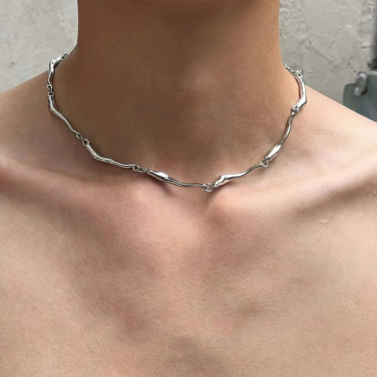 Y2K Stainless Steel Wave Chain