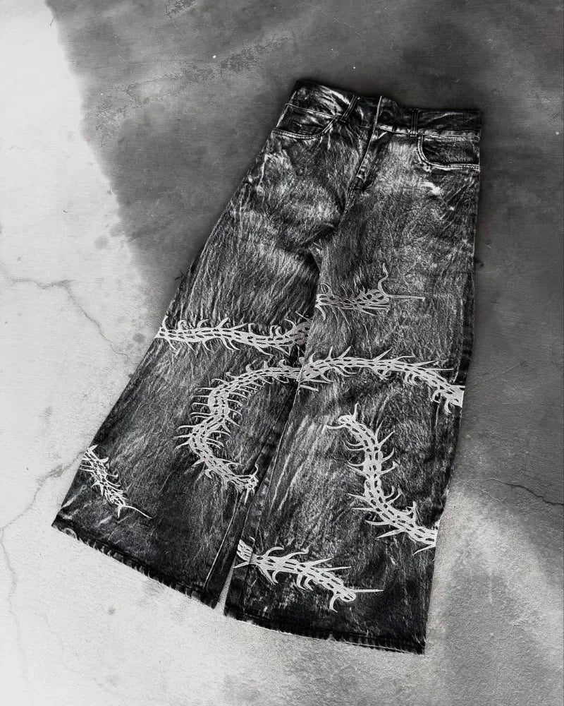 Y2K Centipede Embroidered Jeans