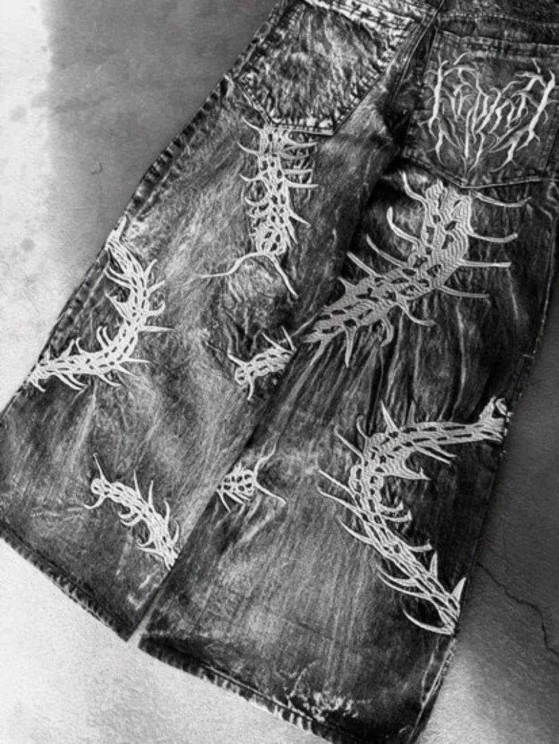 Y2K Centipede Embroidered Jeans