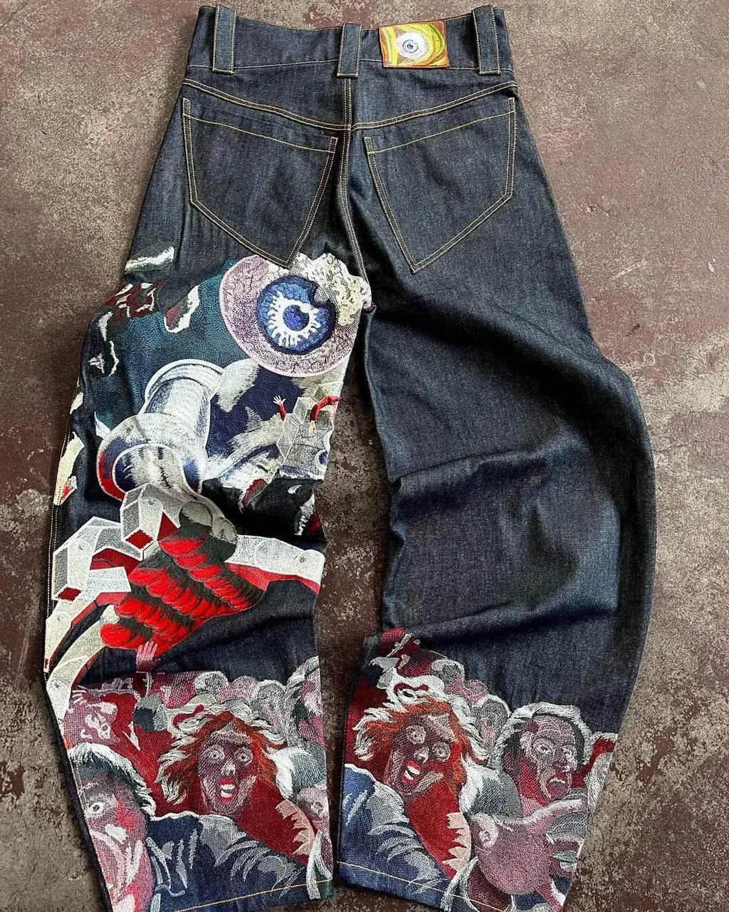 Y2K Embroidered Yokai Jeans