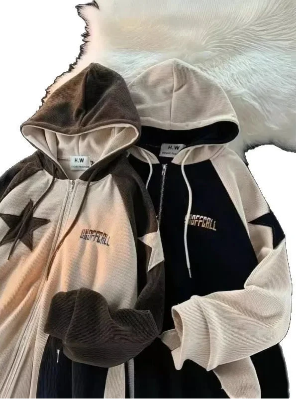 Y2K Zip-up Corduroy Hoodie