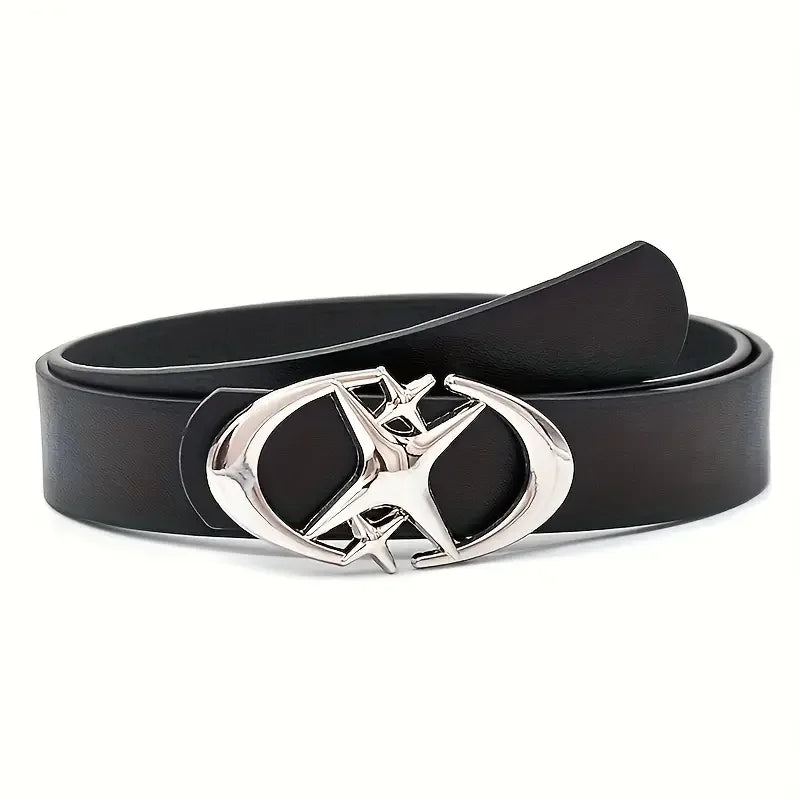 Y2K Cross Star Buckle Leather Belt