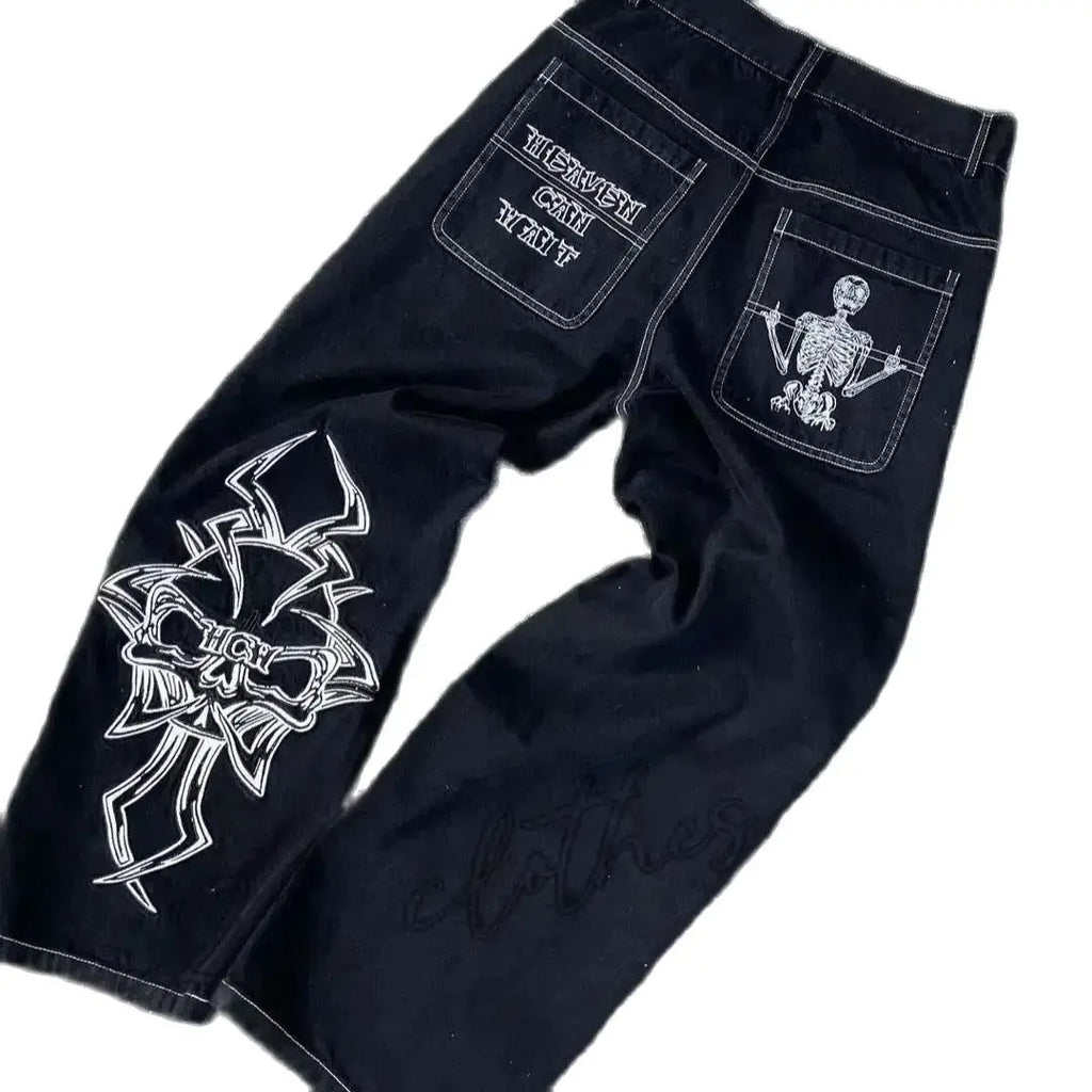 Y2K Embroidered Cultist Jeans