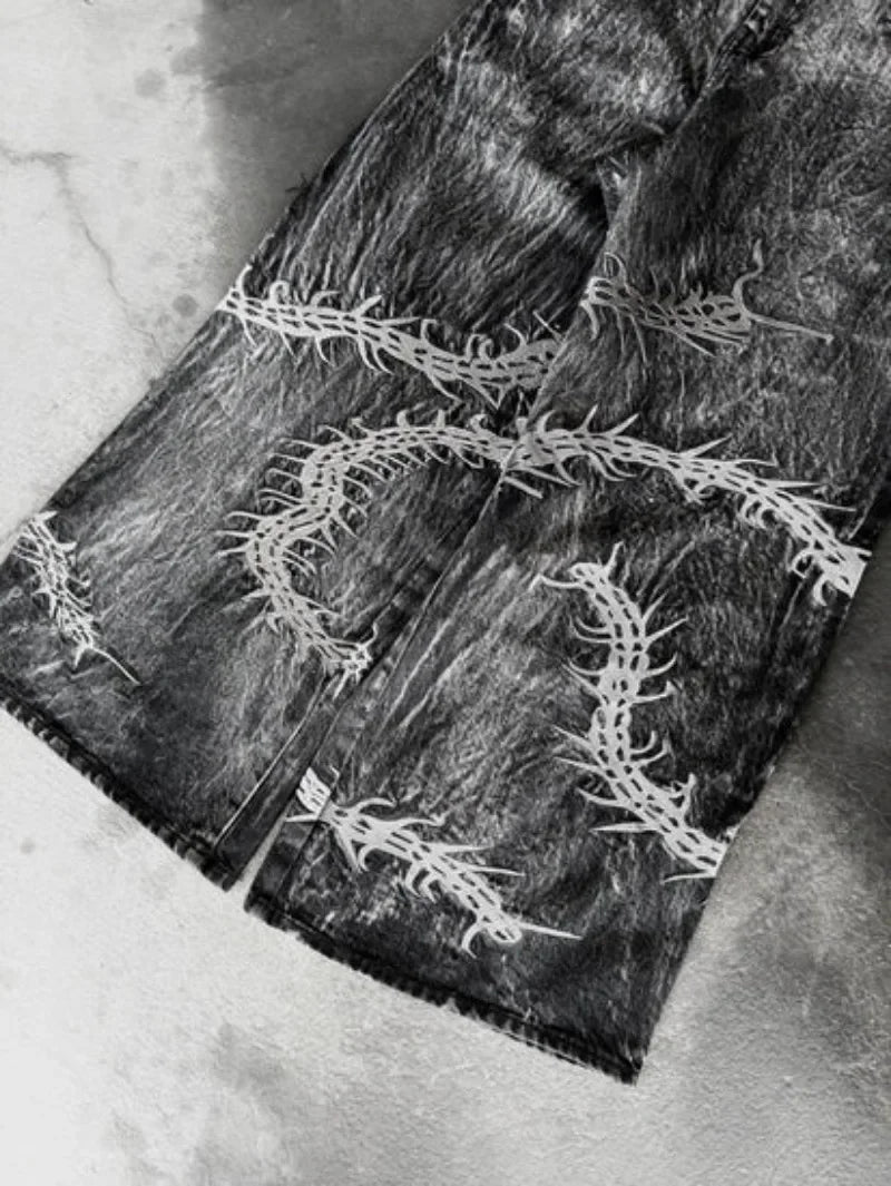 Y2K Centipede Embroidered Jeans