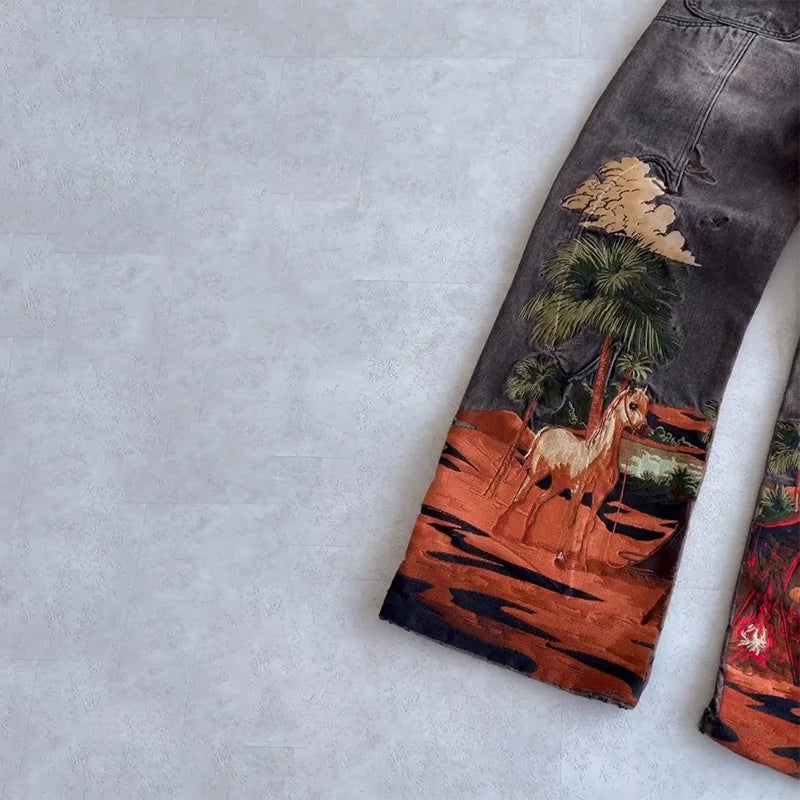 Y2K Embroidered Thoroughbred Denim Jeans