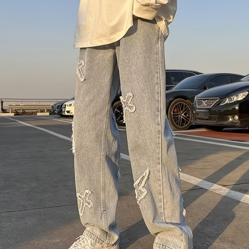 Cross and Bolt EmbroideredJeans