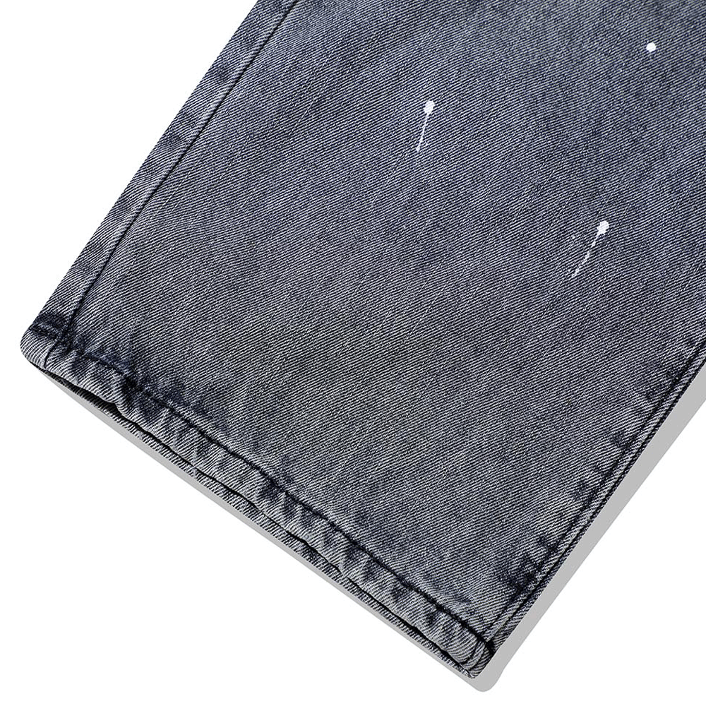 Skull Embroidered Ink SpatterJeans